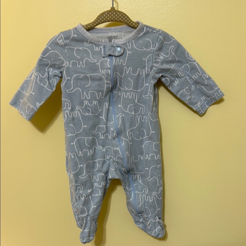 Baby Elephant Print One Piece - Gray